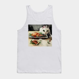 Thanksgiving Food and Cat Tank Top